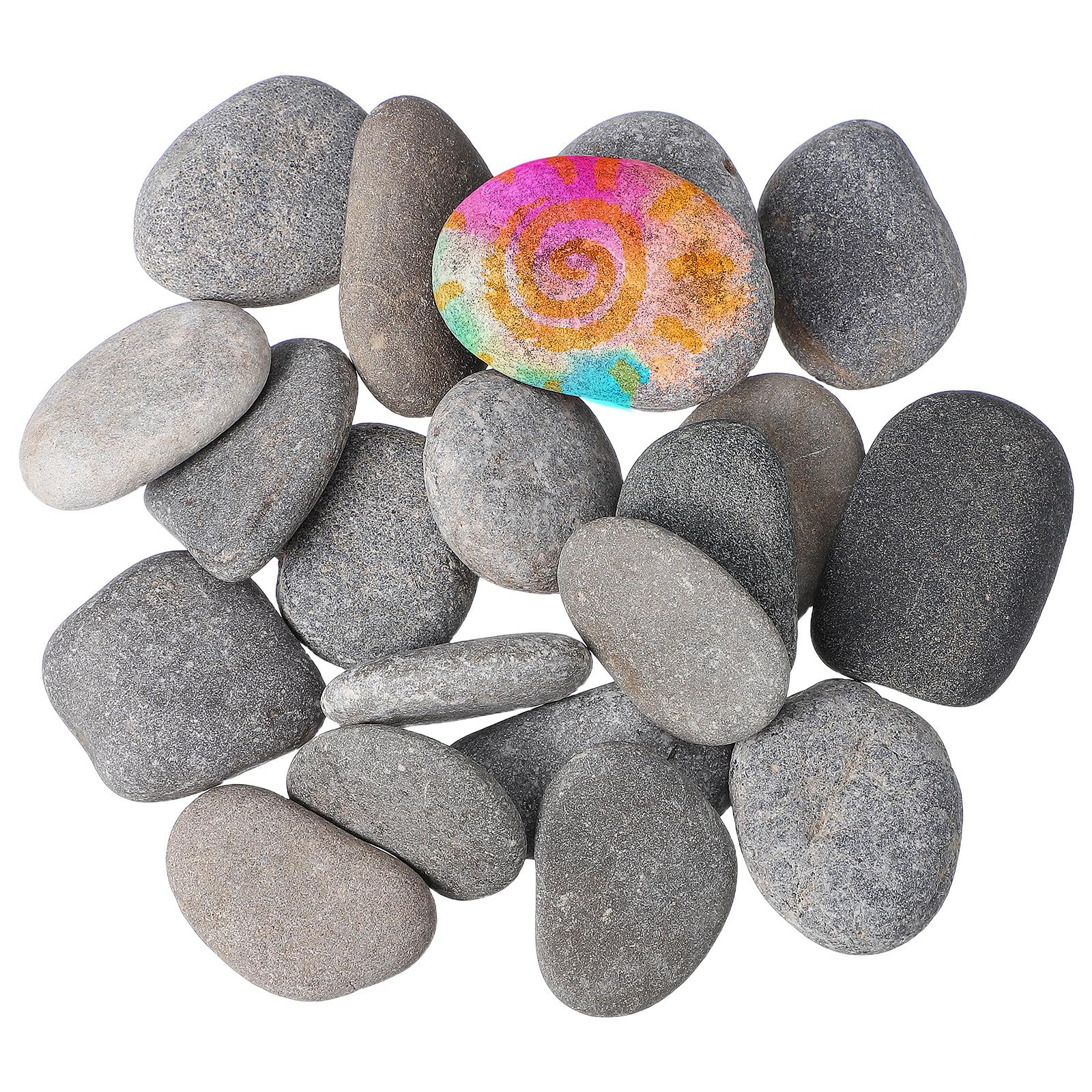 Gatuida Pebbles for Painting: 20pcs Painting Stones Small Natural River Rocks to Paint for Kids Drawing Art Projects 3-5cm Pebbles Crafts Natural Flat Stones to Paint for Garden Fish Tank Decor