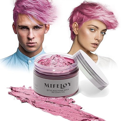 Cera temporal de color rosa para el cabello, 4.23 onzas, tinte en crema para peinado natural instantáneo, pomadas lavables, barro de coloración