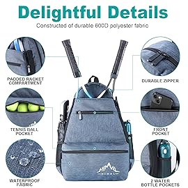 Himal Outdoors Tennis Backpack Tennis Bag - Large Storage Holds 2 Rackets and Necessities,Suitble for Women,Men and Teenagers