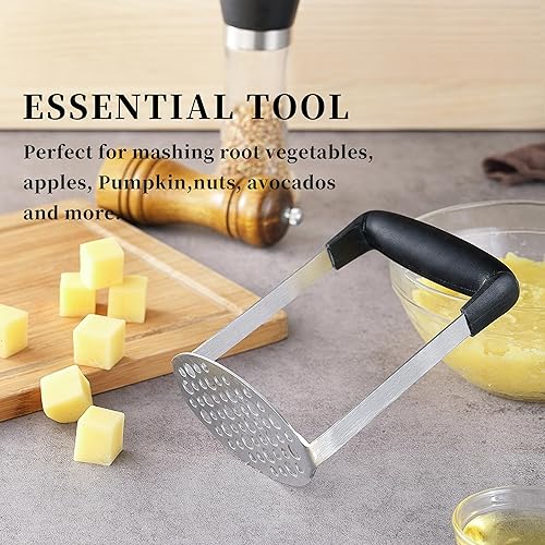 Miniatura 7 de LCCOWO - Triturador de patatas de acero inoxidable, triturador de papas con mango de polipropileno, ideal para papas, guacamole, frutas, aguacate,