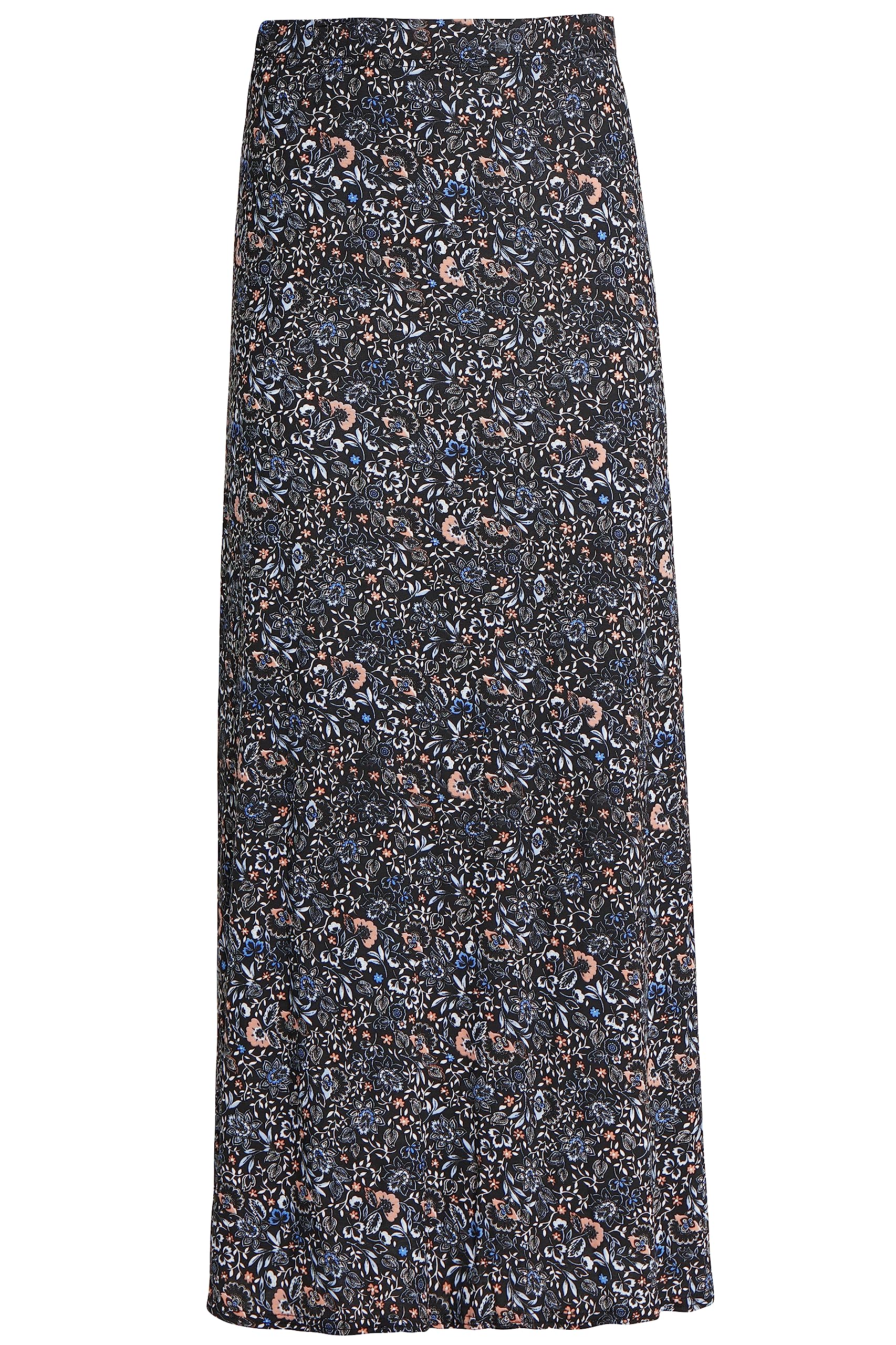 Wearall Women's Peach Floral Paisley Print 70S Boho Stretch Long Maxi Skirt 26-28