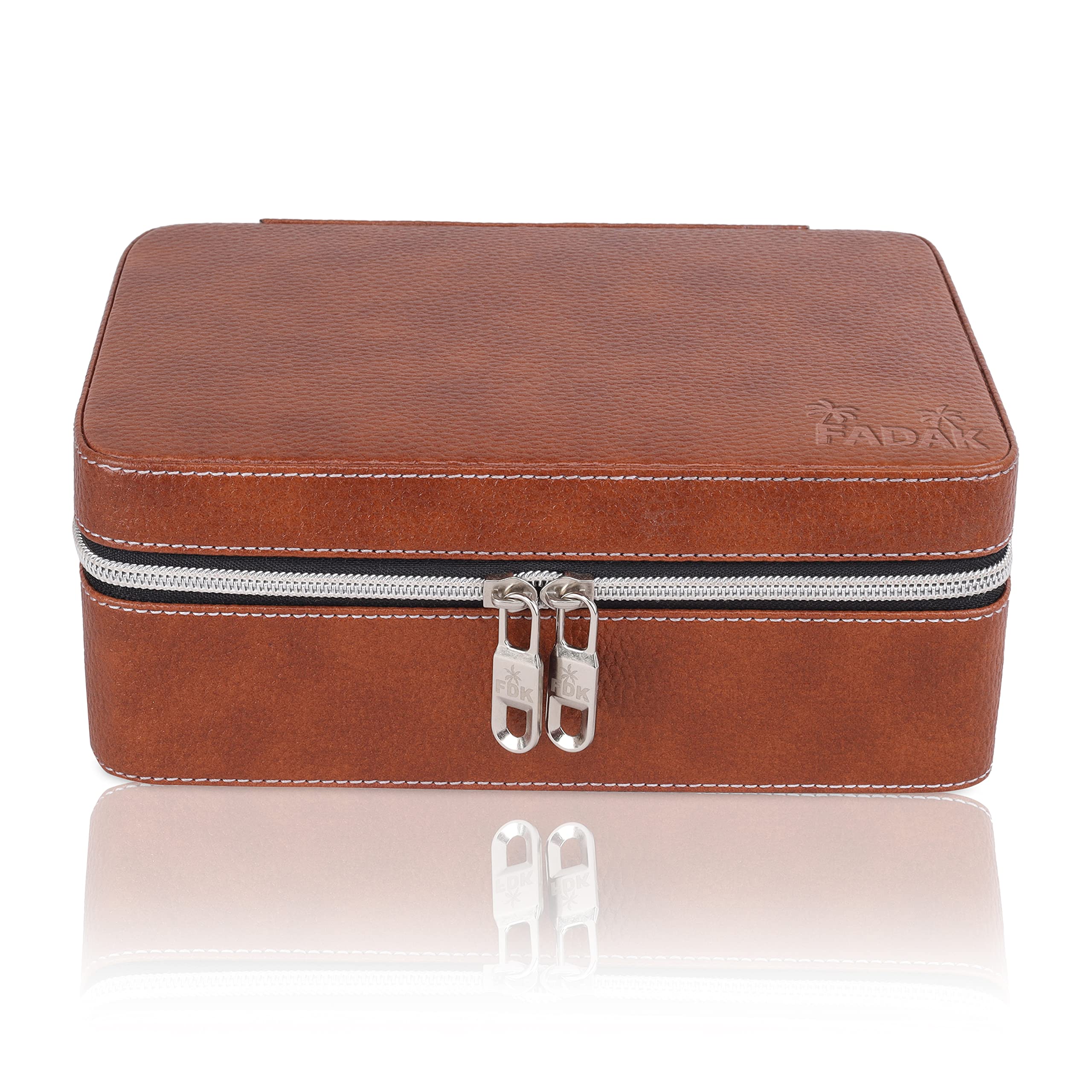 FADAK Watch Box | Watch Holder | Watch Box Organizer with 4 Slots | Watch case holds 4 Watch | Wrist Watch Storage Box with Professional Leather (Tan) (B0BZ2Z1V39) Amazon Price History, Amazon Price Tracker