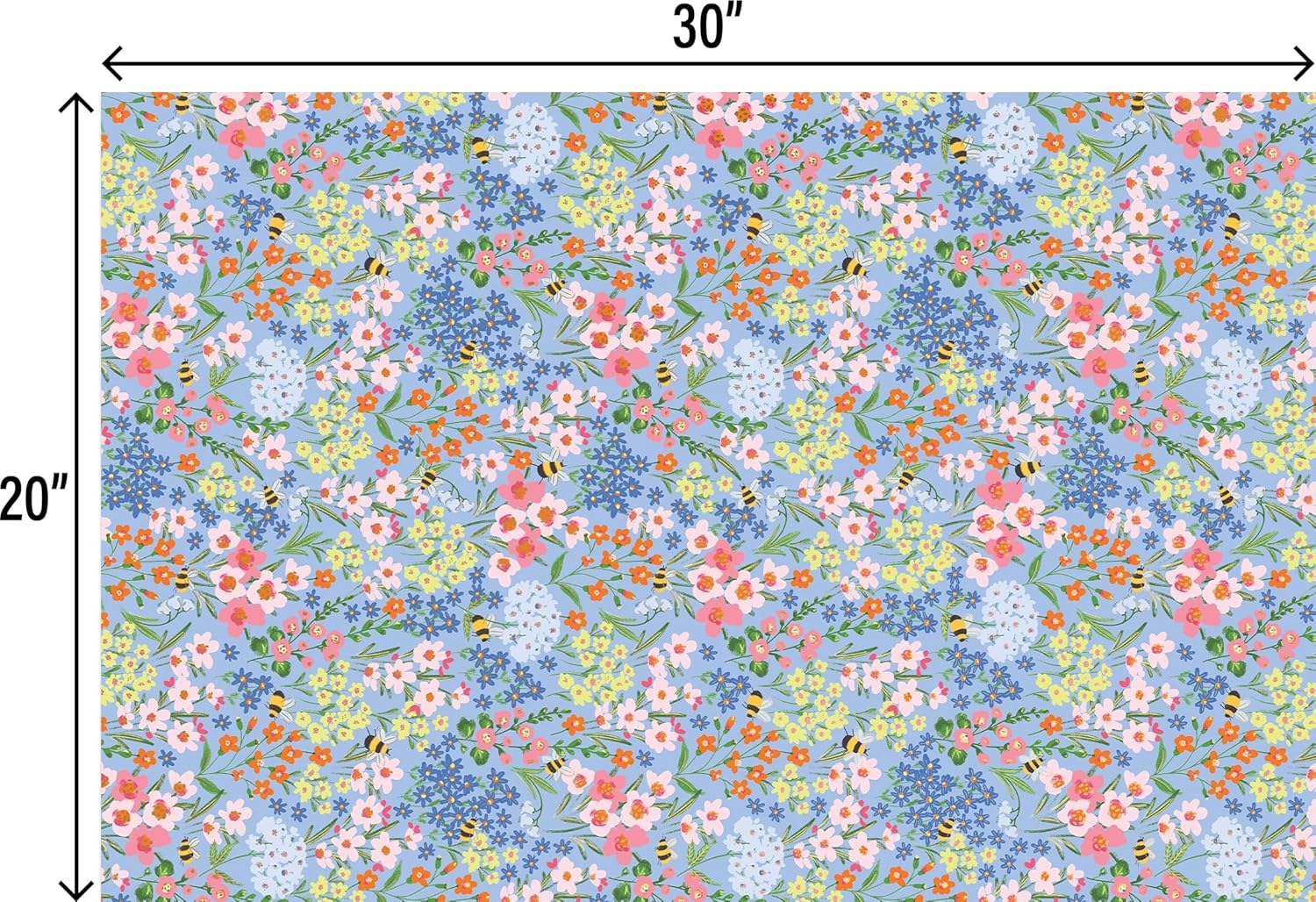 Jillson & Roberts 20" x 30" Printed Floral Gift Tissue, Garden Bees (48 Folded Sheets)