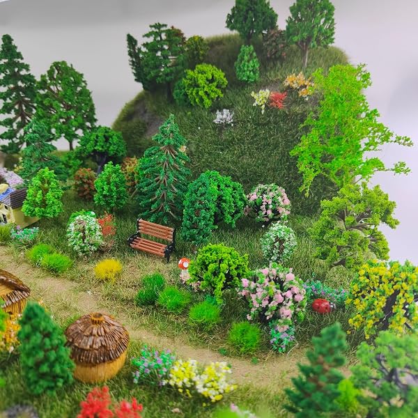 PIQIUQIU 25 Stück Modell Bäume Miniatur, Zug Bäume Eisenbahn Landschaft Diorama Baum Architektur Bäume, für DIY Landschaft, Mini Landschaftsgestaltung - 4