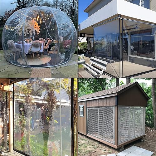 Miniatura 7 de Lona de PVC transparente de 13 x 6.6 pies, resistente al agua, resistente a la nieve y al viento, lona de plástico transparente con ojales, lona de