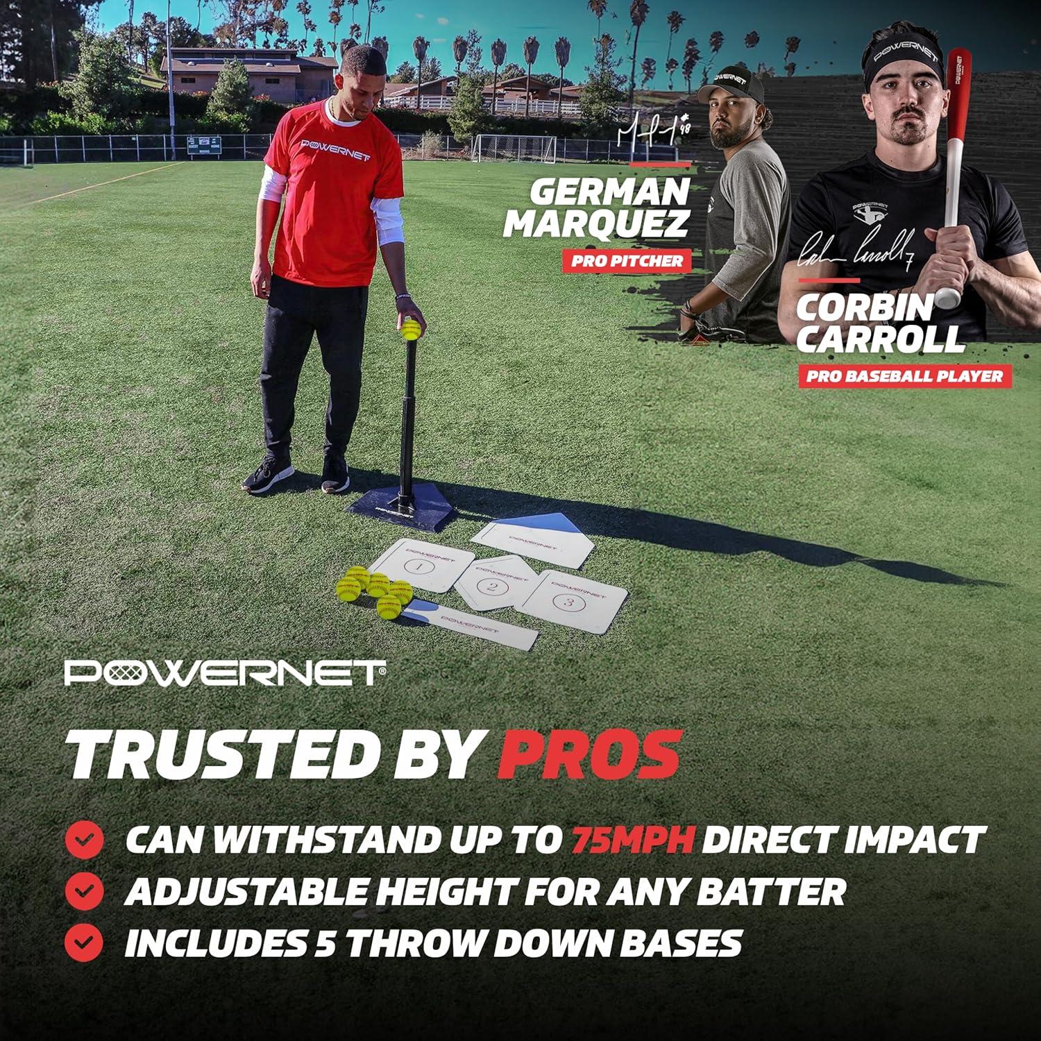 PowerNet Softball T-Ball Coaching Bundle | 8 Piece Tee-Ball Set Includes Soft Core Softballs, Adjustable Tee, Throw Down Bases to Coach