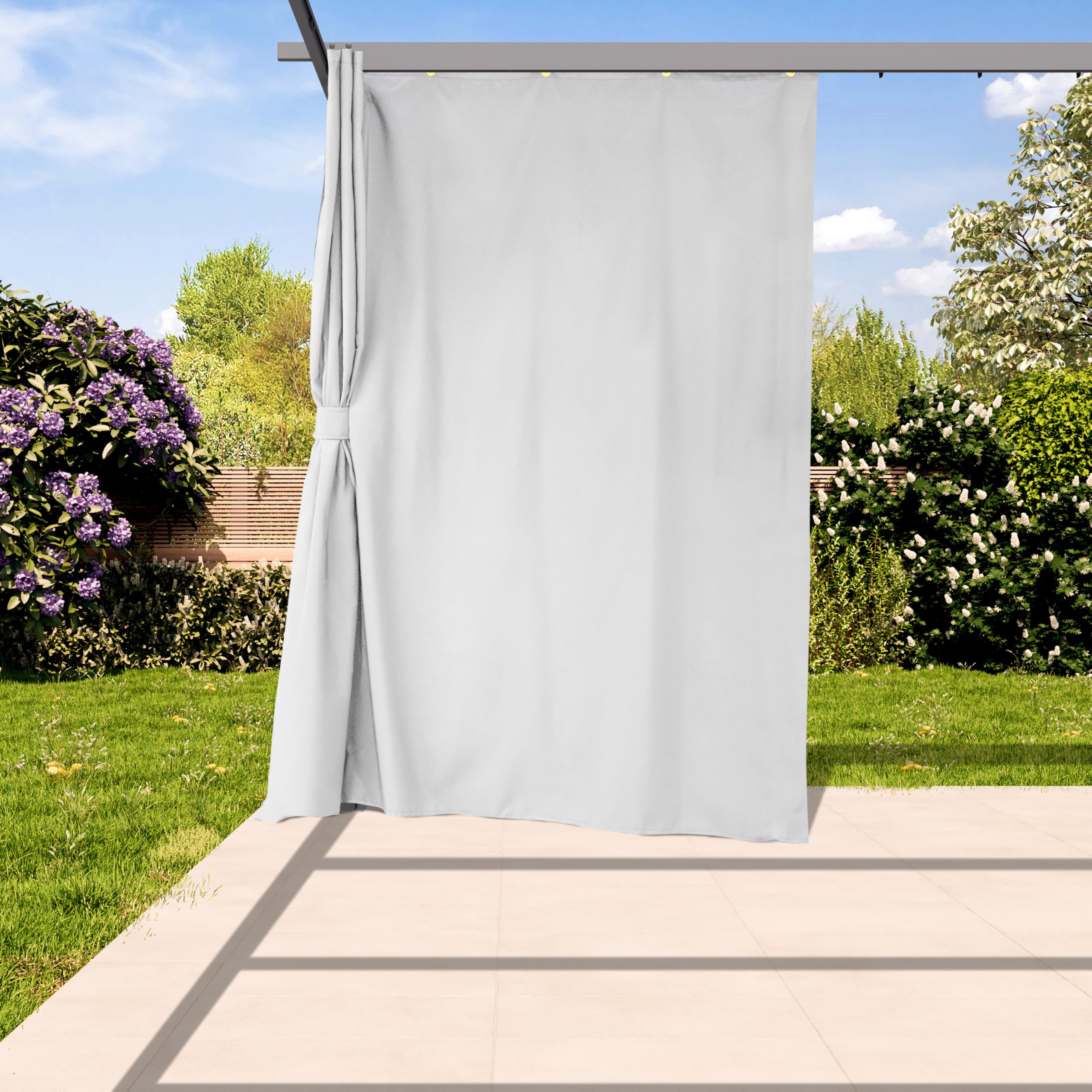 PRIMEYARD Rideaux pour Pergola Classic 3x4 m - env. 180 g/m² Polyester - avec système de Rails et Fermeture Éclair - Gris