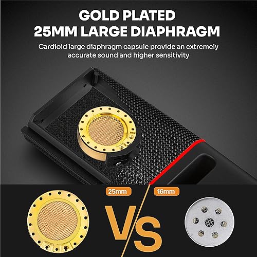 Miniatura 2 de XLR Micrófono de condensador cardioide XLR con diafragma grande de 0.98 pulgadas para computadora PC Metal Micrófono de estudio profesional para