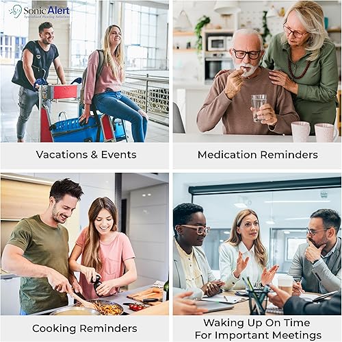 Miniatura 7 de Sonic Alert Reloj despertador digital de viaje, agitador de cama y vibración debajo de la almohada, jade a pilas