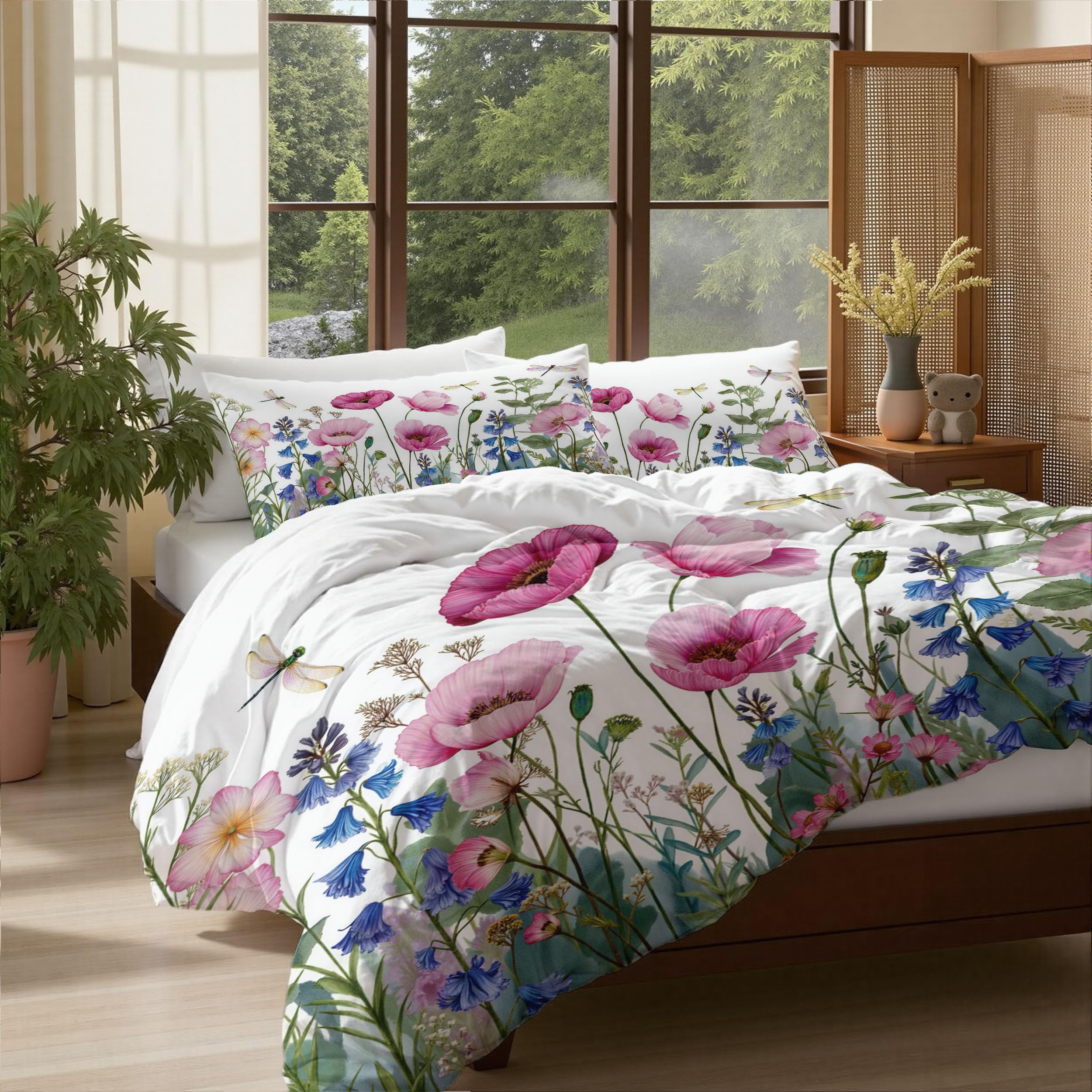 Parure de lit enfant fleurs sauvages pour créer une chambre vintage réversible et chaleureuse
