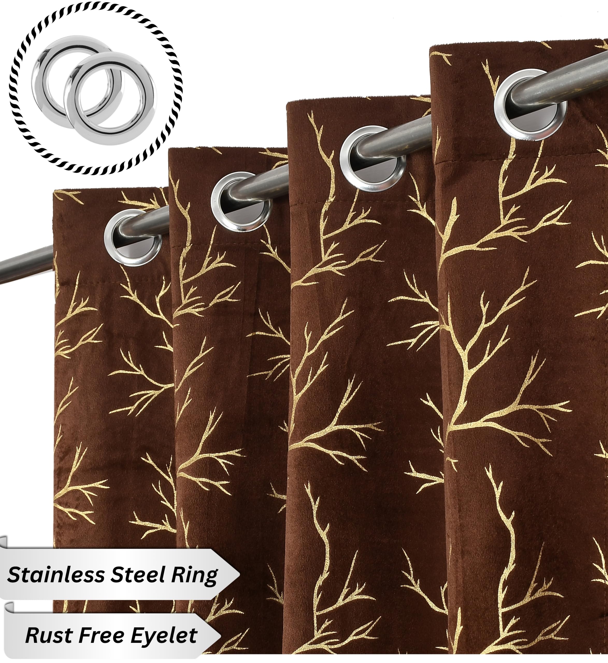 RED RIBBON DECOR Heavy Velvet Fabric Room Darkening Curtains 11 Feet for Long Door, Brown, Pack of 2 Pieces 1