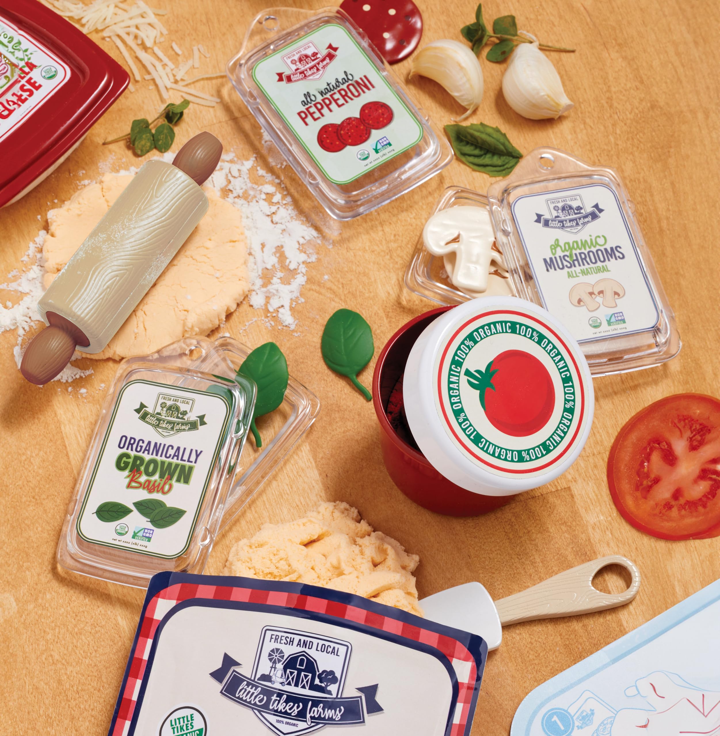Little Tikes Creative Chefs Pizza Kit - con Arena Especial de Juego Make-It! Mix, 22 Accesorios, Juego de Chef de Pizza Realista, para Niños y Niñas Mayores de 3 Años, NO Comestible