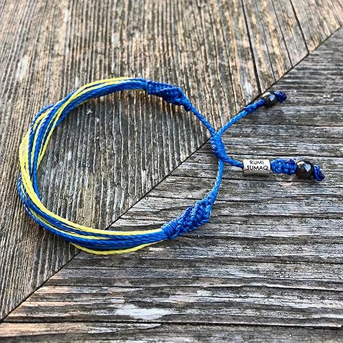 Vista 17 de Rumi Sumaq Pulseras con lazo de bandera del orgullo y el país, macramé tejida anudada a mano, cola de pez y trenzada, pulseras unisex ajustables