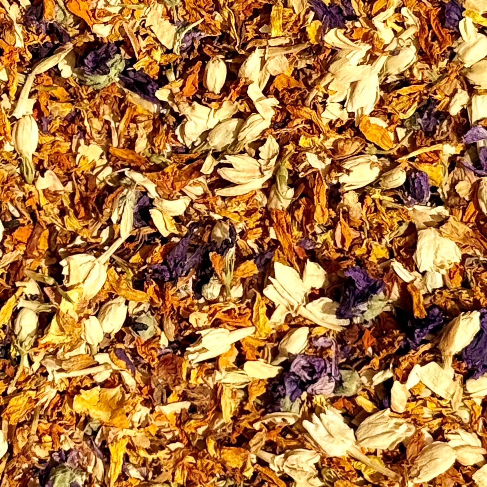 Natural Petal Confetti - 10 Litres - 'African Dream' mix of Orange Marigold, Cream Jasmine and Purple Mallow Flower -Biodegradable (329)