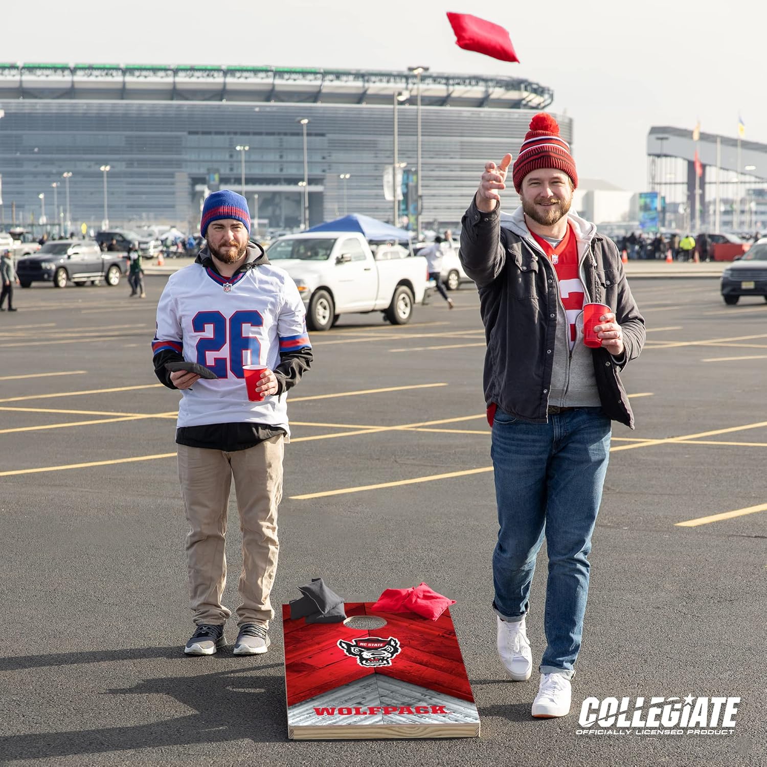 2' x 4' Regulation Size Solid Wood College Cornhole Set with Direct Print HD Team Graphics Great Gift for Any NCAA Fan! Bean Bag Toss Family Outdoor Game