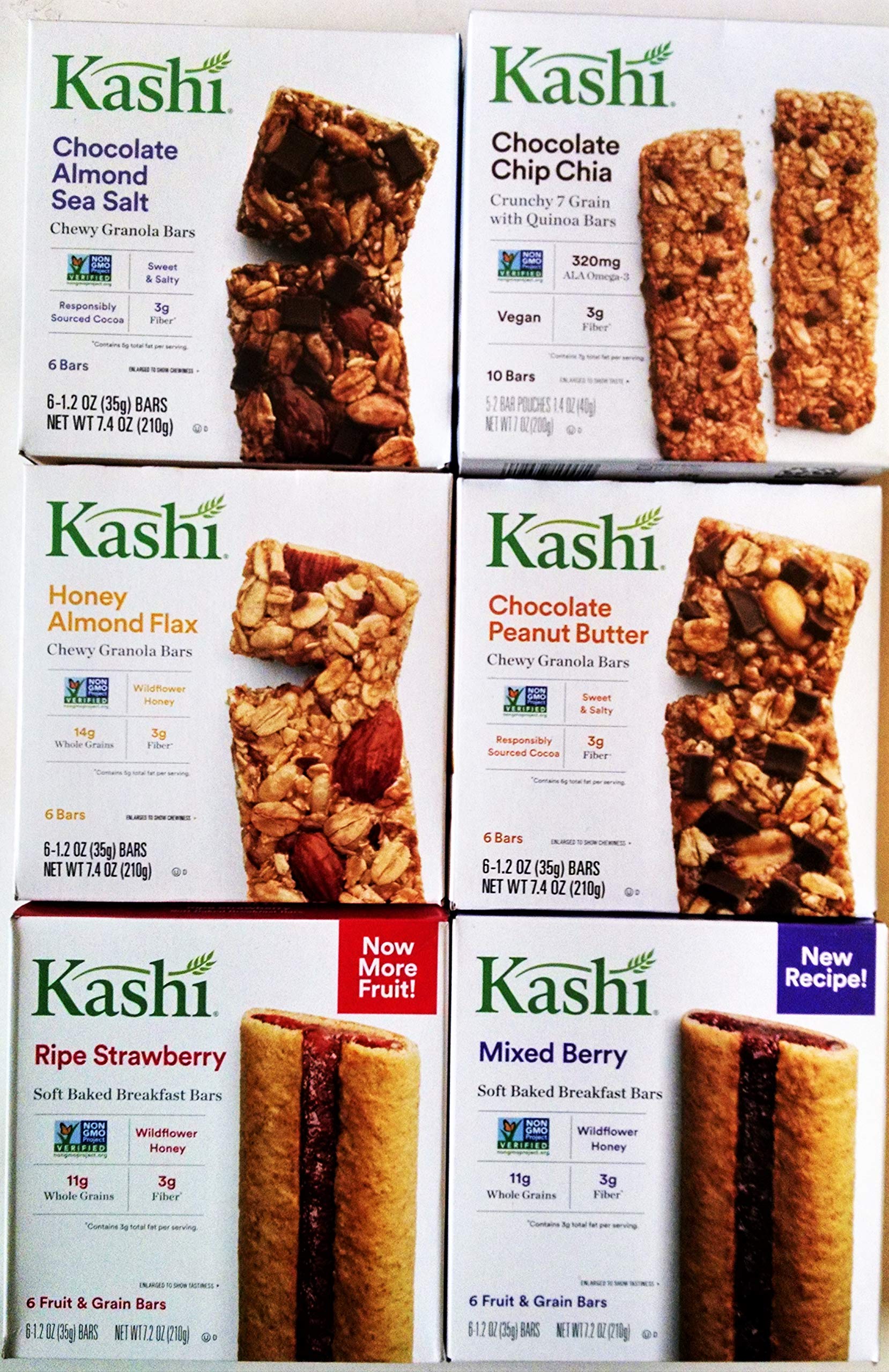 KASHI Snack Bars ULTIMATE VARIETY PACK: 1 Box Each of: CHOCOLATE PEANUT BUTTER, GRANOLA & SEED CHOCO