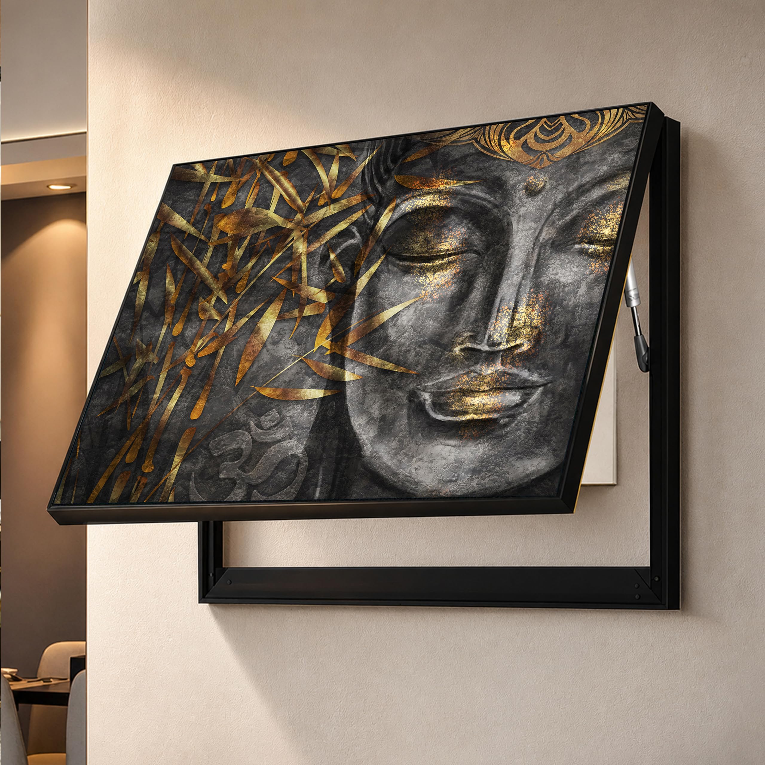 PAINTINGMANTRA Electric Meter Box Decorative Lord Gautam Buddha Painting Electrical Panel Cover with Switch Box will Fit Max 10 x 13 inche Switch Board, Painting Outer (Size 13X17 Inch)-image-10