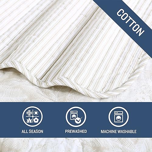Miniatura 6 de Tommy Bahama - Juego de edredón King, ropa de cama reversible de algodón con fundas a juego, ligera para todas las estaciones (color beige akena,