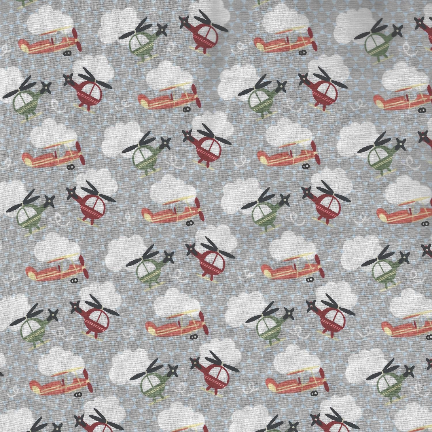 Grey Themed Zoom Design from Fabric Freedom – 100% Cotton British Designed Craft Fabric for Patchwork & Quilting, Lovely Coordinated Colours & Prints – (Price per/Quarter Metre) (Helicopter)