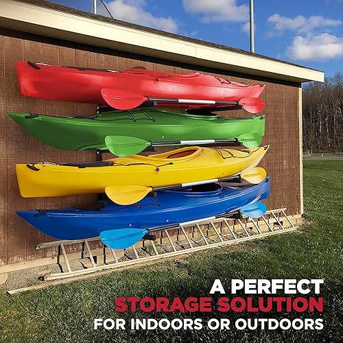 Miniatura 5 de Estante de almacenamiento de kayak de pared, ganchos de almacenamiento de kayak de garaje resistentes para kayaks, SUP, canoa y paddleboard, para