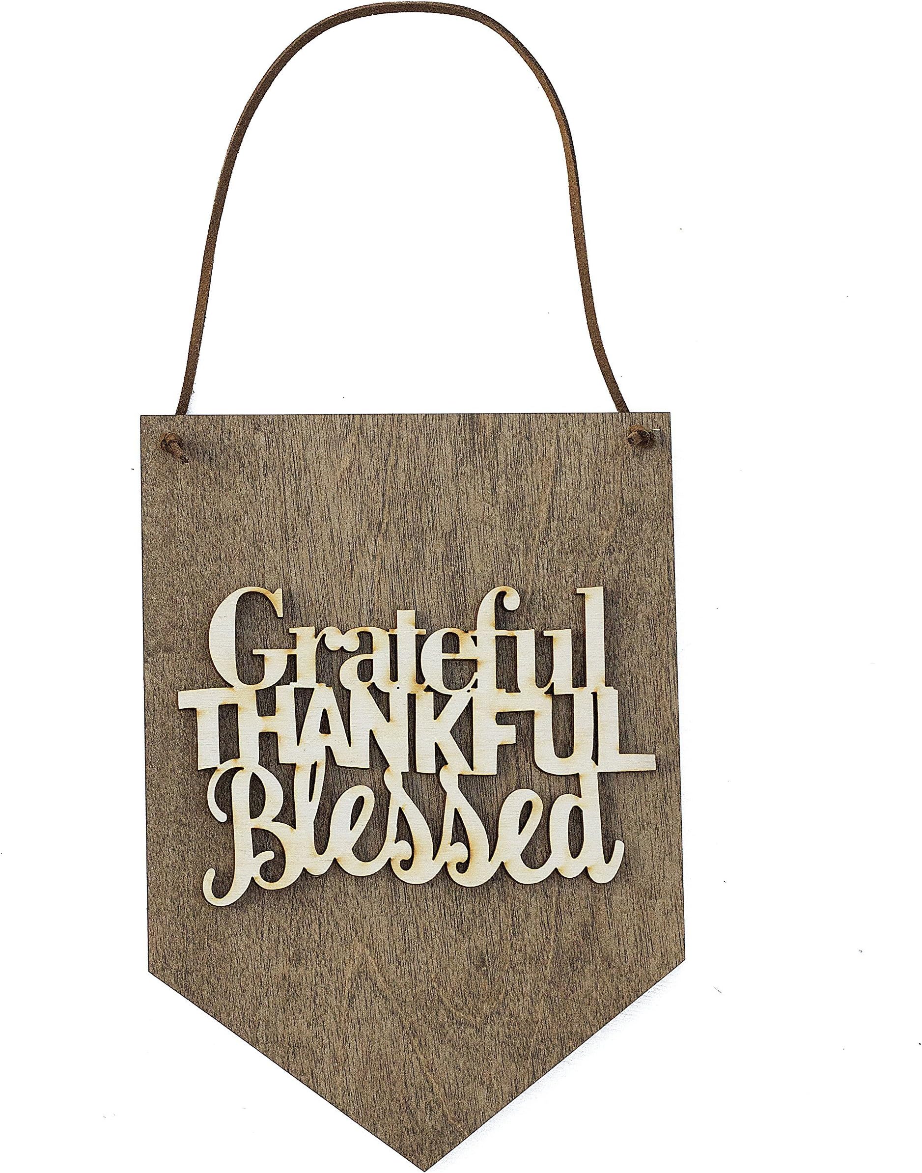 Grateful Thankful Blessed Home Decor Wood Sign