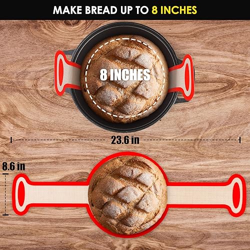 Miniatura 6 de Forros de silicona mejorados para horno holandés, suministros para hornear de masa madre, tapete de pan antiadherente reutilizable, hoja de hierro