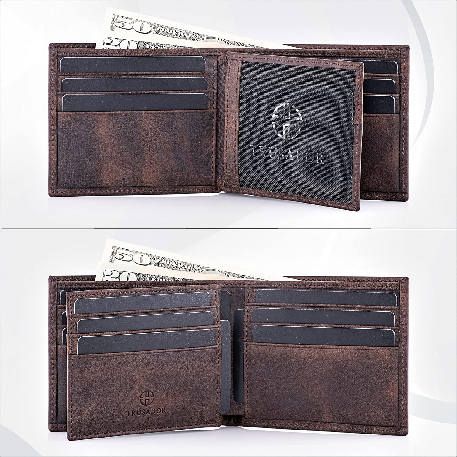 TRUSADOR Savona Classic Men's Wallets Leather Bifold with RFID Wallet for Men Gift Box, Brown, Classic - Image 2
