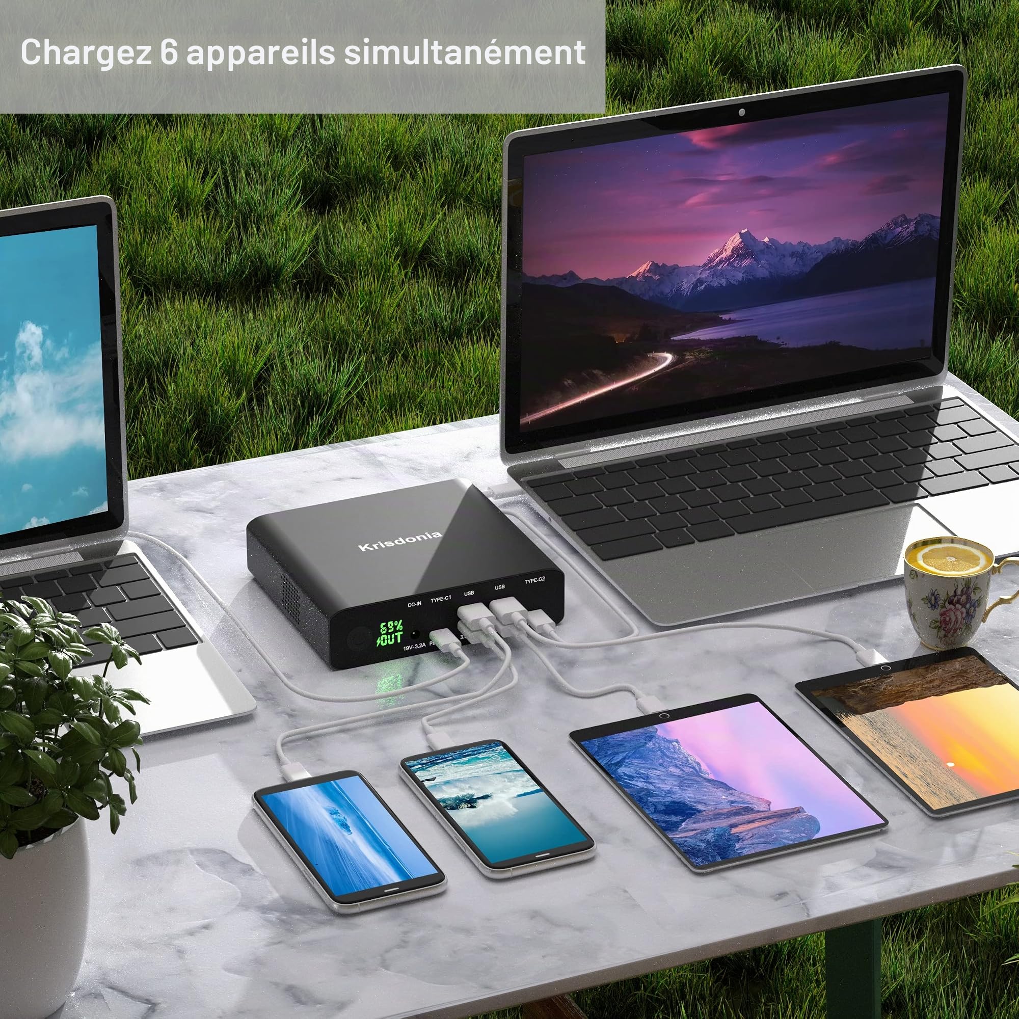 Batterie Externe USB-C PD 100W, 32000mAh Chargeur Portable [2 USB-C Ports 100W & 65W + 4 Charge Rapide USB-A Ports] pour Ordinateur Portable, MacBook, Dell, HP, iPad, iPhone, Samsung, Switch