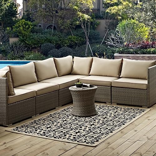 Modway Ariana Vintage Floral Trellis 5x8 Indoor and Outdoor In