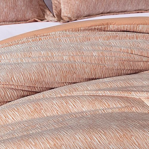 Miniatura 7 de Chezmoi Collection Juego de edredón de terciopelo en relieve de 3 piezas, tamaño Queen, naranja albaricoque, juego de ropa de cama de terciopelo