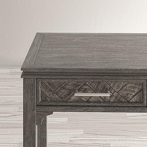 Miniatura 19 de Jofran Inc. Gramercy Chevron Mid-Century Moderno escritorio de carga USB de tres cajones Blanc,Platinado,Dark