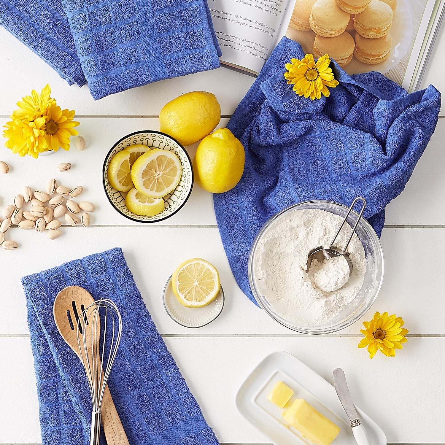 DII Basic Terry Collection Windowpane Dishtowel Set, 16x26, Blueberry Solid, 4 Piece image 4