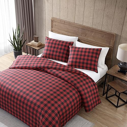Miniatura 3 de Eddie Bauer - Juego de edredón Queen, ropa de cama reversible de algodón, decoración del hogar a cuadros de búfalo para todas las estaciones
