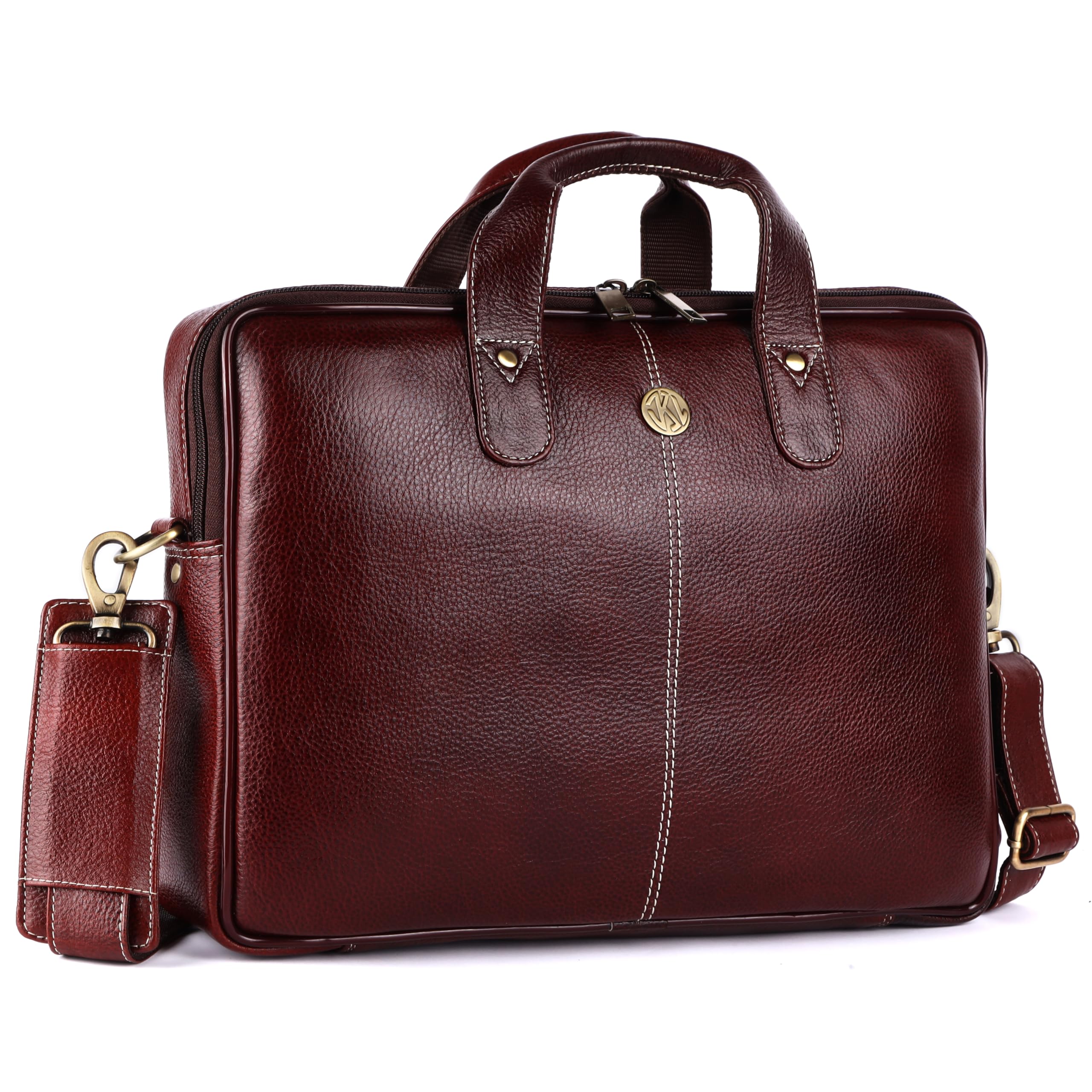 klauss Genuine Leather Laptop Bag for Men - Office Bag- Fits Up to 14/15.6 Inch Laptop/MacBook - Laptop Messenger Bags/Leather Bag for Men with Adjustable Shoulder Strap-picture-28