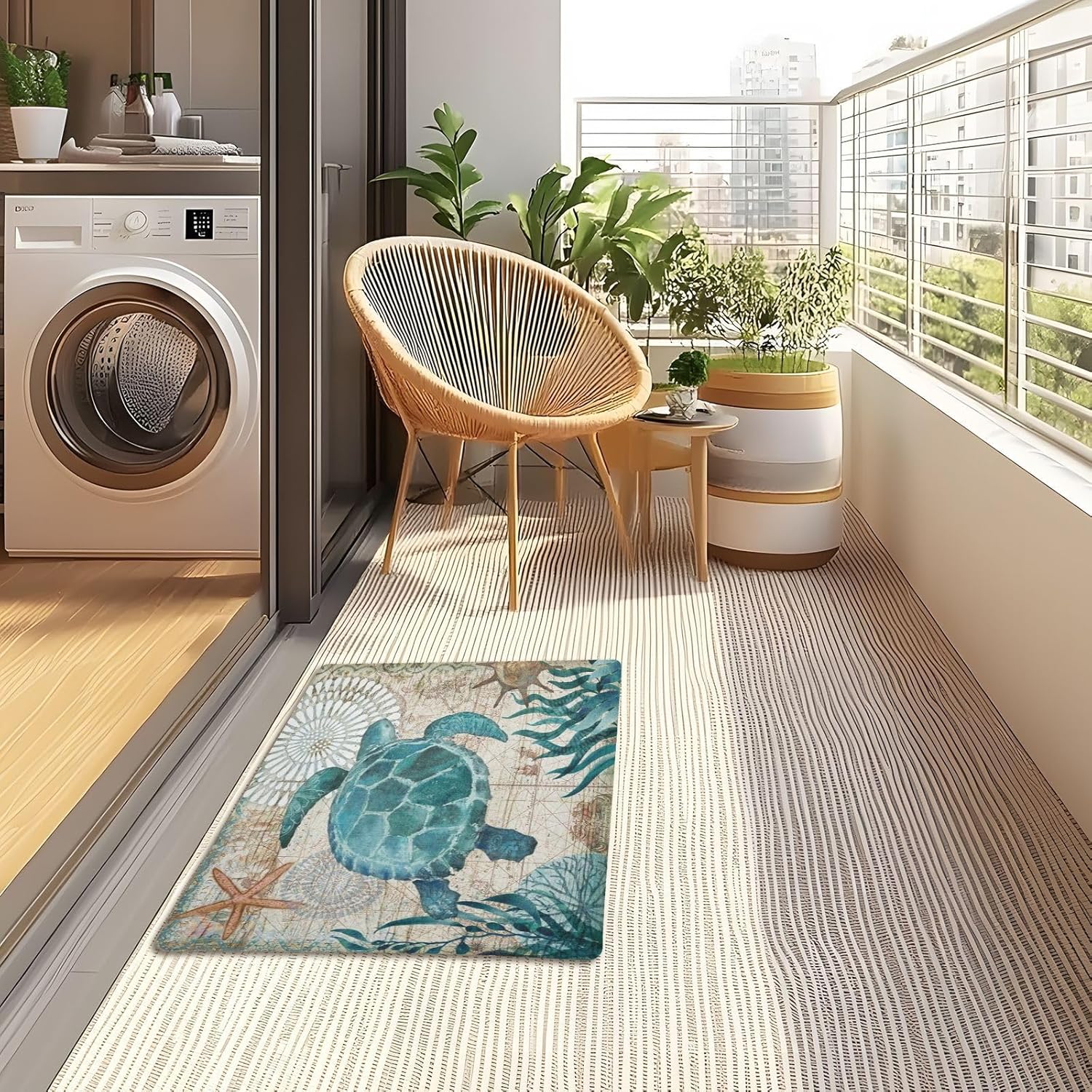 MNSRUU Sea Turtle Front Door Mat, 32'' x 20'' Doormat, Thin, Non-Slip, Easy to Clean, Indoor/Outdoor, Pattern 16