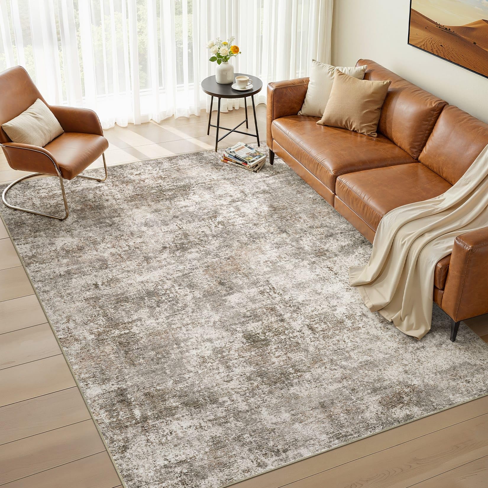 Photo 1 of Nakagishi 9X12 Abstract Washable Area Rugs for Living Room-Brown