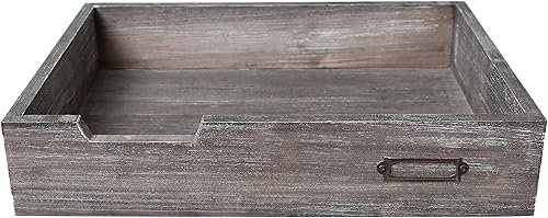 Miniatura 5 de MyGift Bandeja de papel de madera vintage marrón rústico, documento de escritorio de oficina, carpeta de archivos, bandeja para revistas
