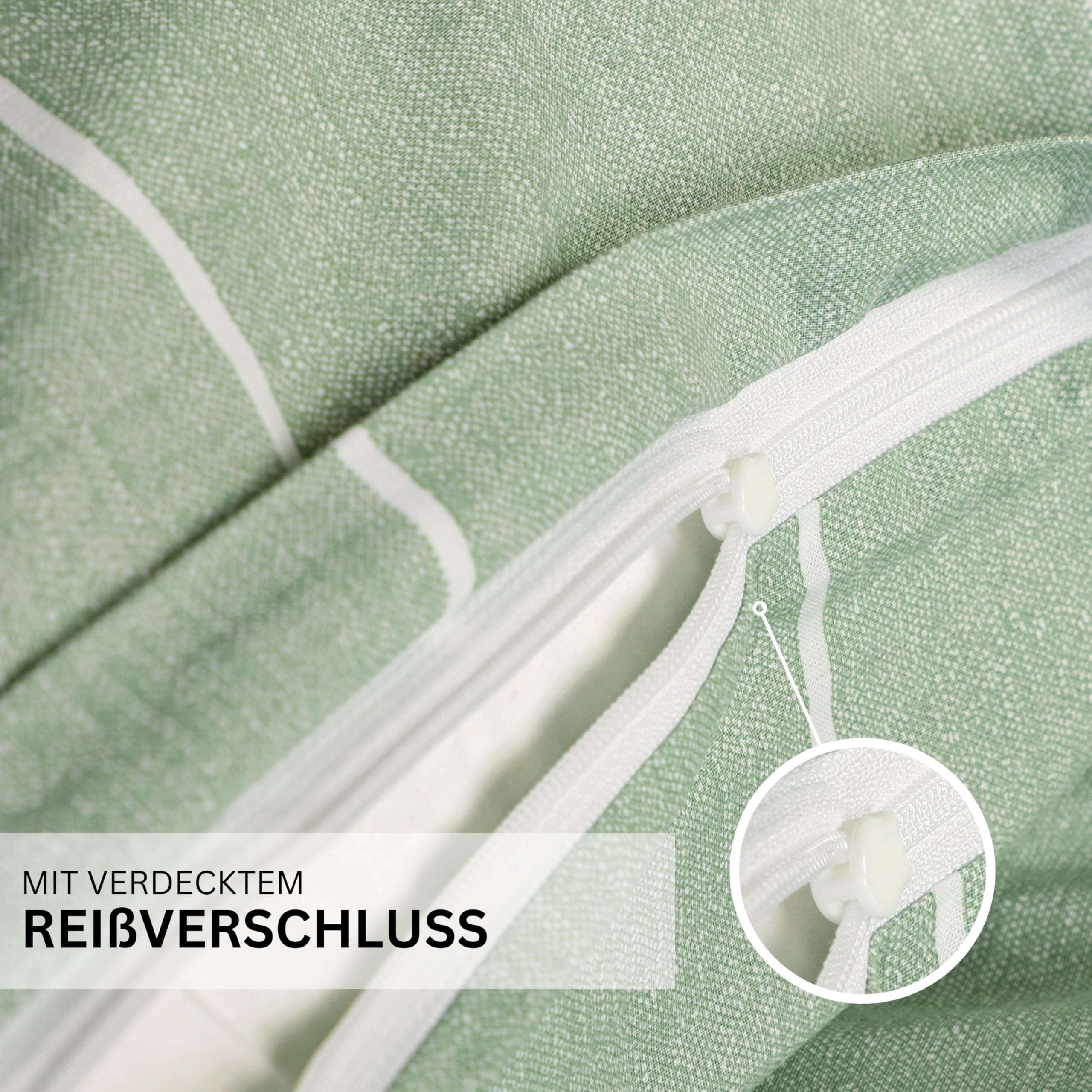 Esprit Home Ropa de cama premium de 155 x 220 cm, de algodón, color verde, 2 piezas, incluye 1 funda de edredón de 155 x 220 cm, incluye 1 funda de almohada de 80 x 80 cm, certificado Öko-Tex