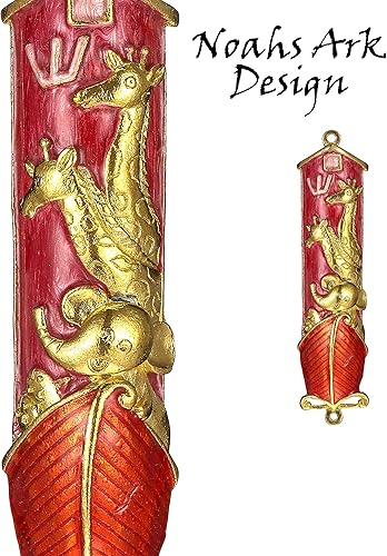 Miniatura 4 de Matashi Mezuzah pintado a mano chapado en oro y cristales (esmalte rojo)