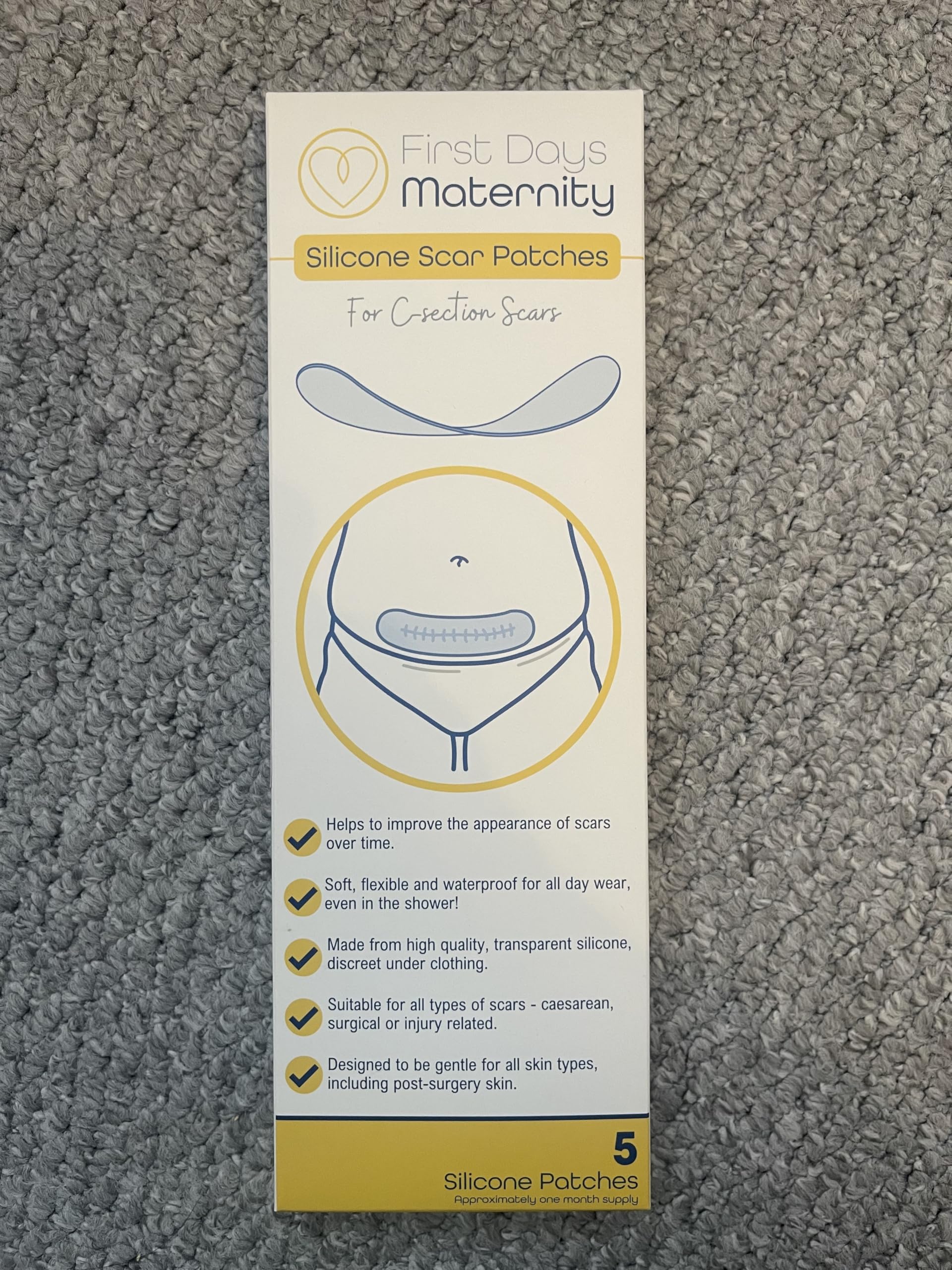 First Days Maternity - Fogli in silicone per ferite al taglio cesareo, migliorano l'aspetto delle cicatrici cesaree, facili da usare, impermeabili e flessibili, adatti a tutti i tipi di pelle