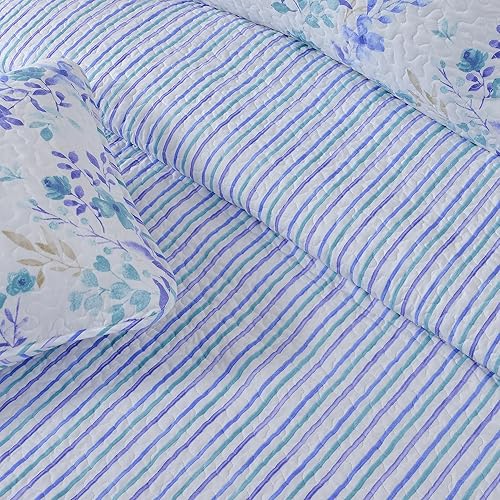 Miniatura 9 de Great Bay Home Edredón ligero reversible de 3 piezas para cama matrimonialqueen con 2 fundas de almohada, para todas las estaciones, moderno, con