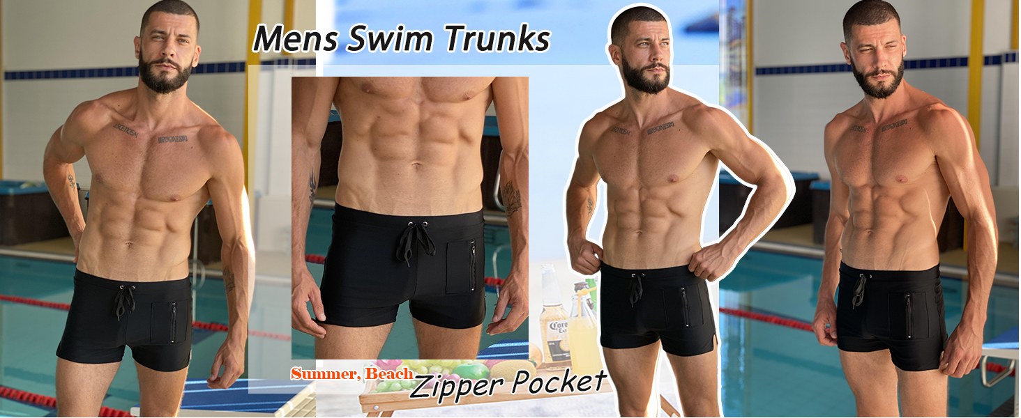 COOFANDY Mens Quick Dry Lightweight Square Leg Cut Trunks Swimwear