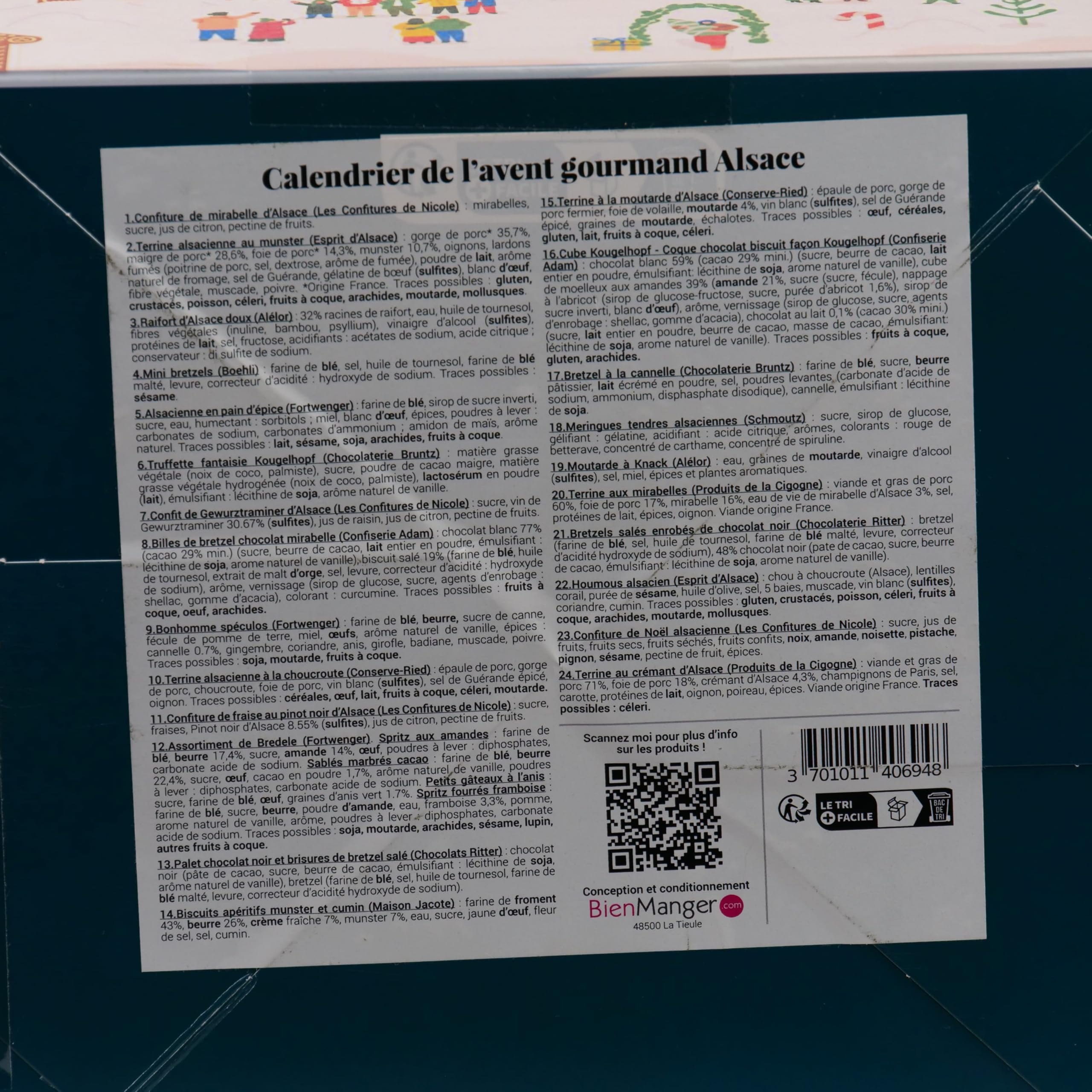 Calendrier de l'Avent Délices d'Alsace - 24 spécialités alsaciennes à découvrir - Calendrier de l'avent gourmand - Cadeau Noël BienManger.com