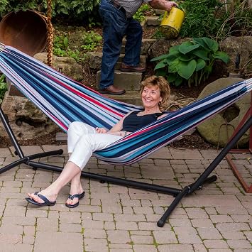 Double Cotton Hammock With Stand (280 Cm) - Denim