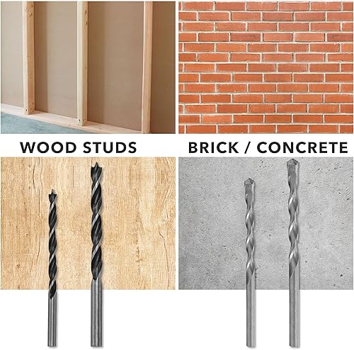 Miniatura 5 de Mount-It! Kit de instalación universal para TV, juego de 7 piezas incluye 2 brocas de madera, 2 brocas de hormigón, 1 buscador de pernos con nivel