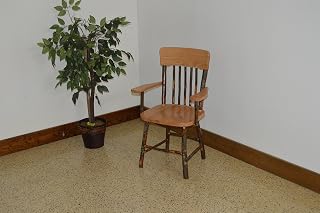 Hickory Panel Back Dining Chair with Arms, Natural Finish