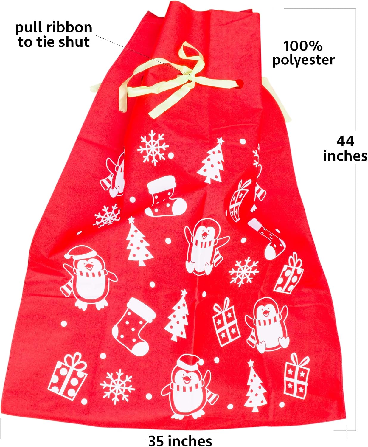 Iconikal Large Santa Claus Gift Present Sack, Red, 35 Inch x 44 Inch, 2-Pack