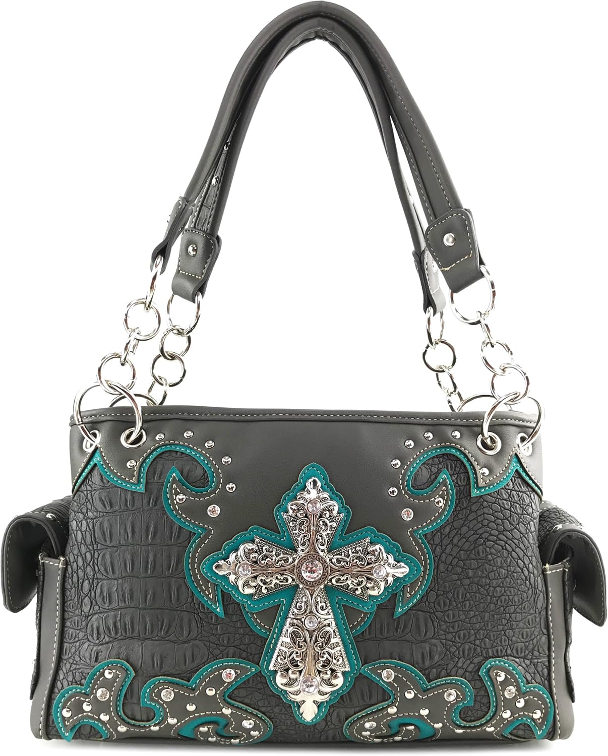 Justin West Concealed Carry Western Cross Duo Color Shoulder Handbag Purse