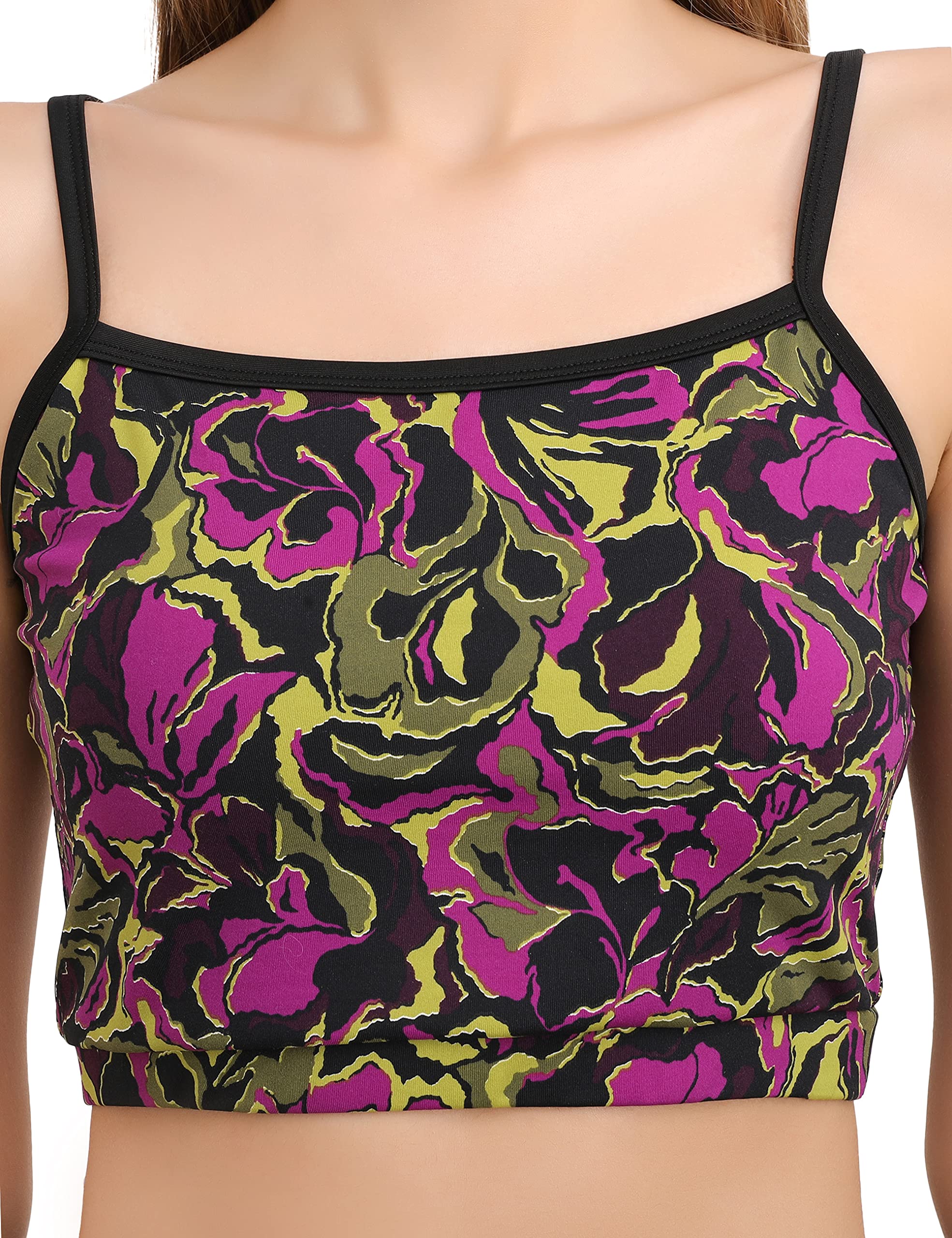 CREVOX Neon Printed Padded Crop Top with Black Shorts Two Piece Swim Wear/Suit for Women (Small, Nylon) 3