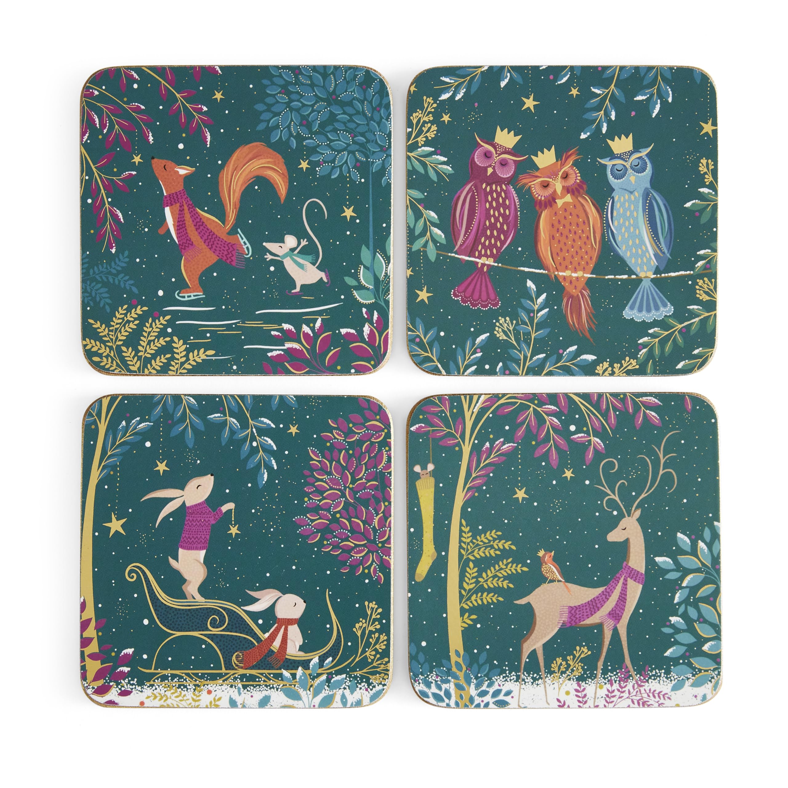 Dessous de verre Woodland Tales lot de 4 protection table basse mug et verre